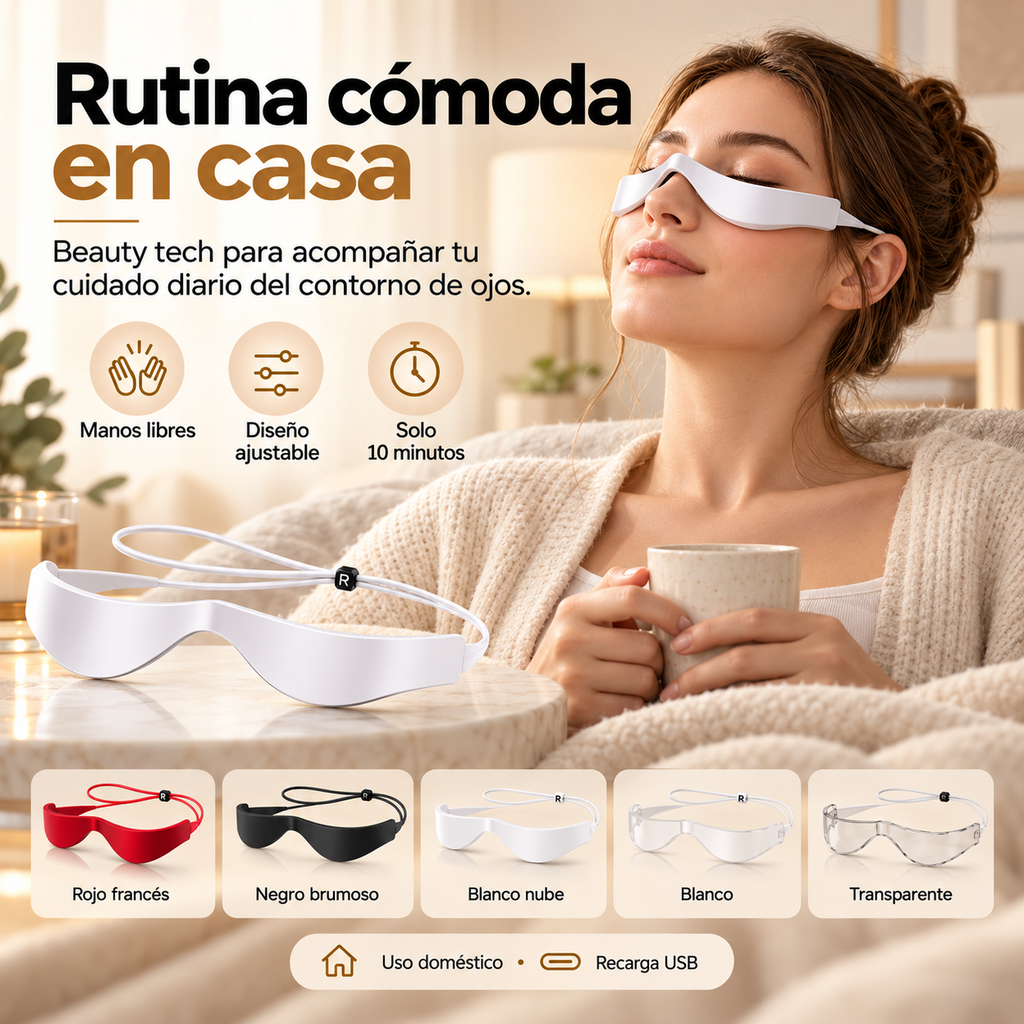 Rutina cómoda en casa con masajeador ocular