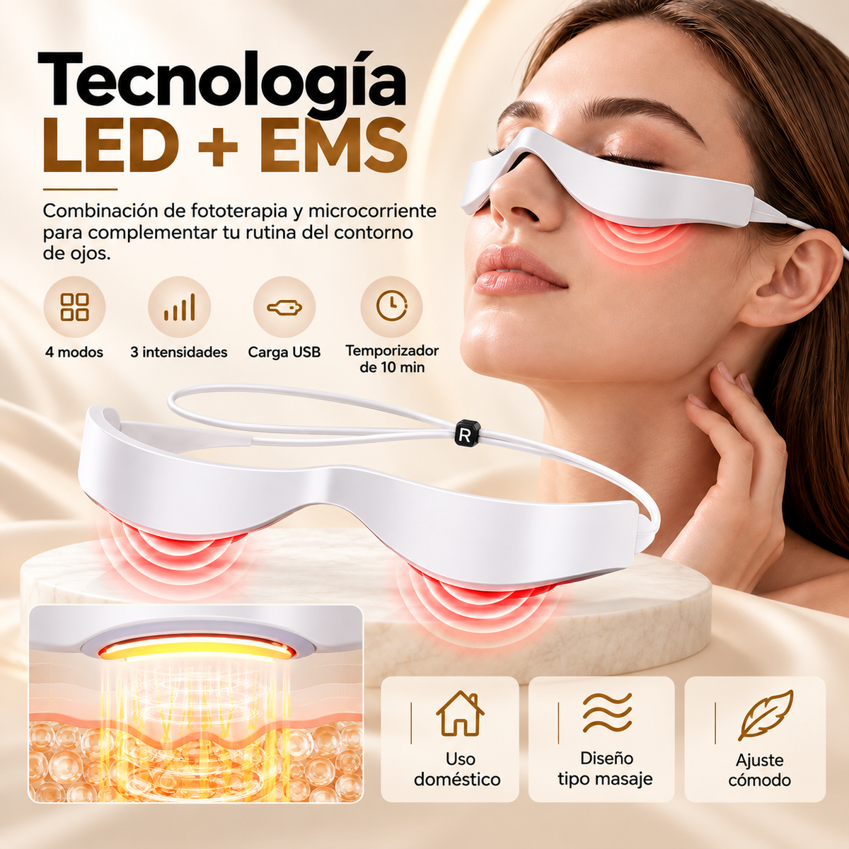 Tecnología LED y EMS para el contorno de ojos