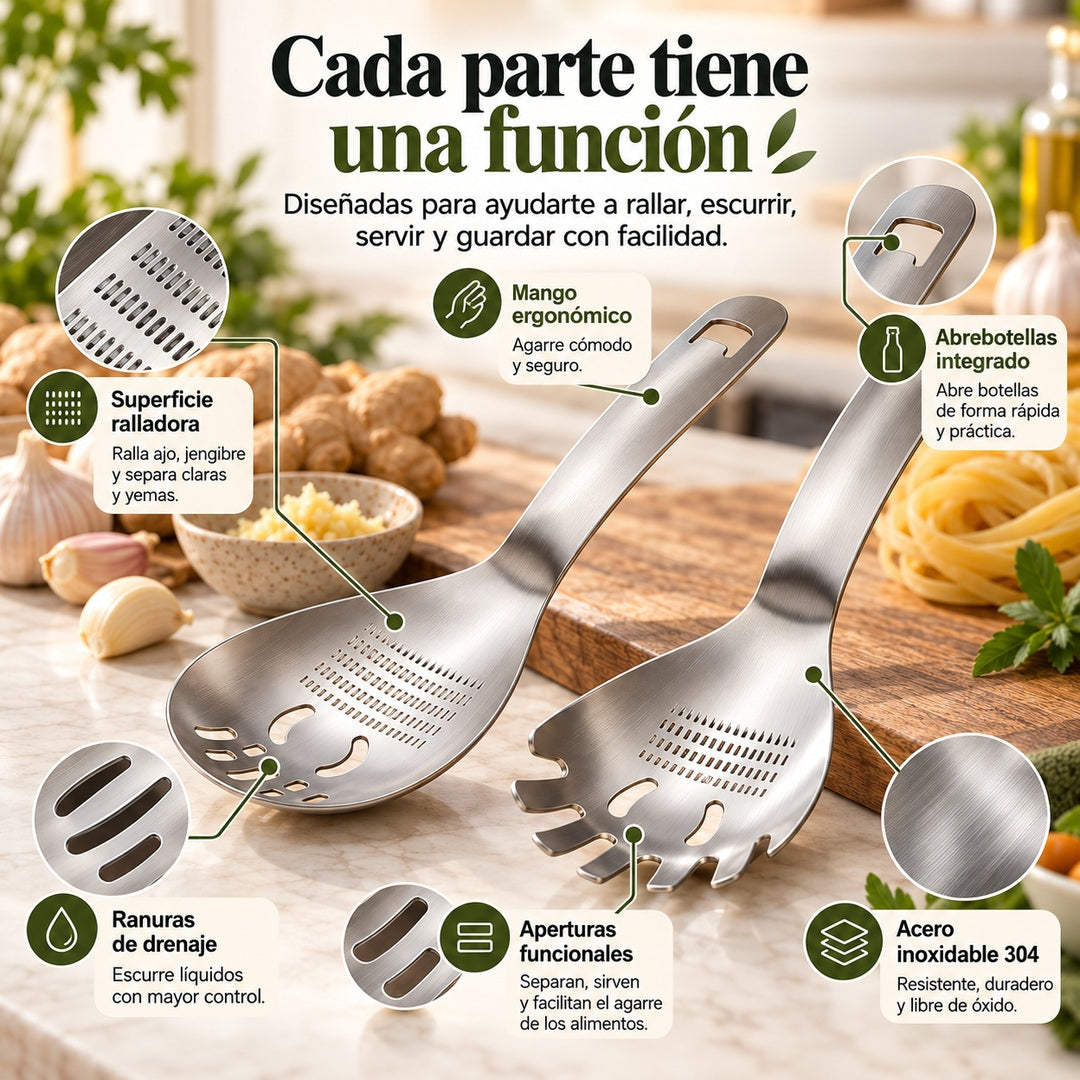 Funciones integradas de la cuchara multifunción