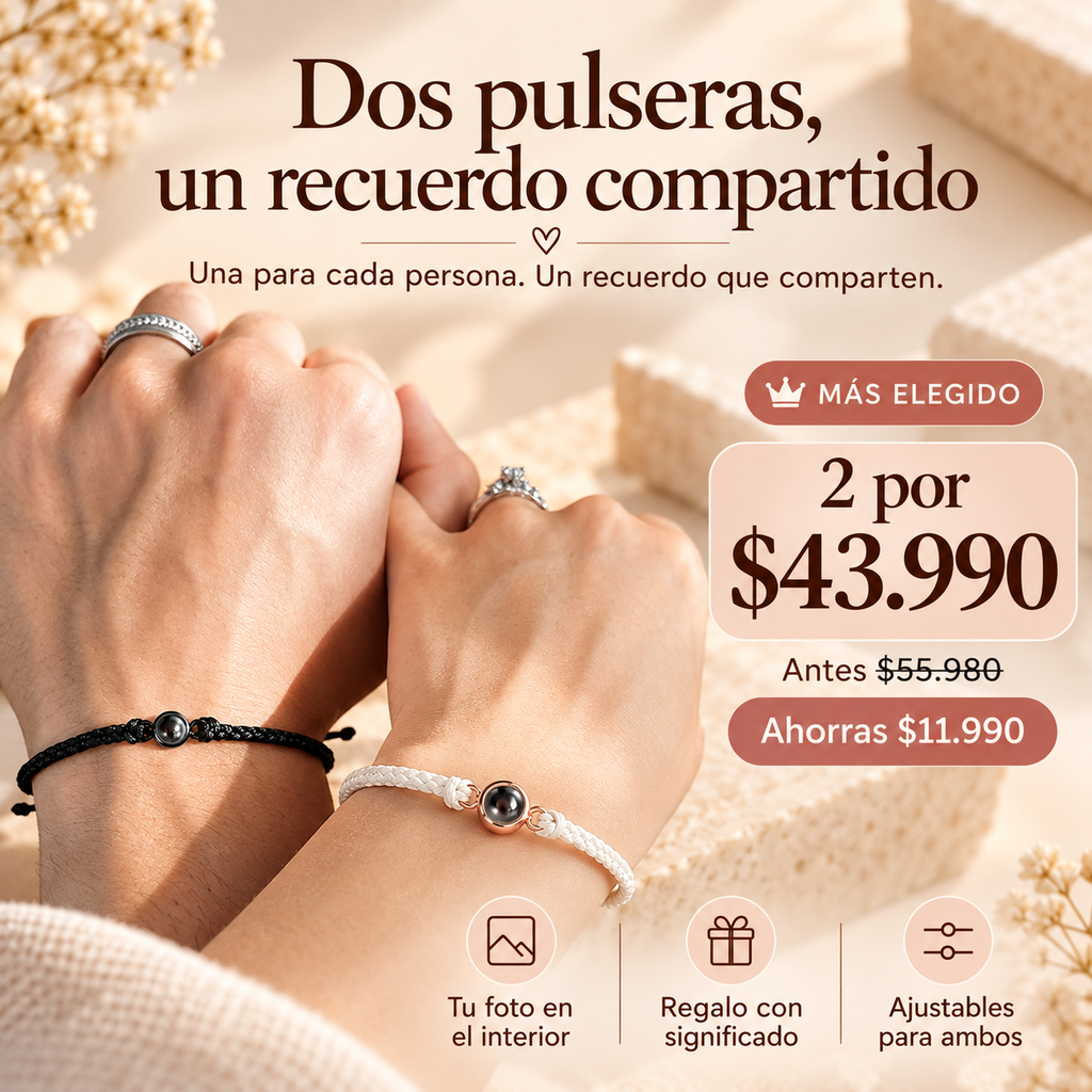 Oferta de dos pulseras personalizadas para compartir un recuerdo