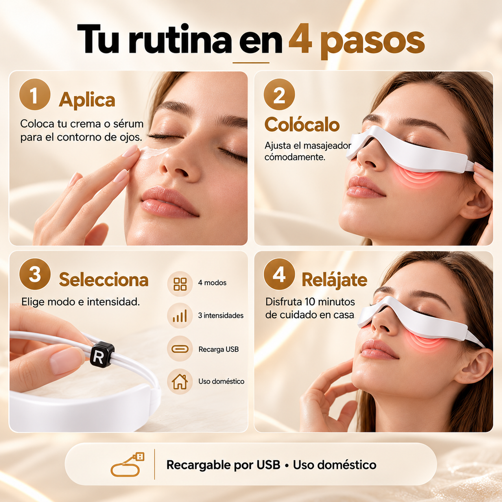 Rutina de cuidado ocular en cuatro pasos