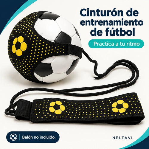 Kit cinturón de entrenamiento de fútbol negro con estampado amarillo; balón no incluido