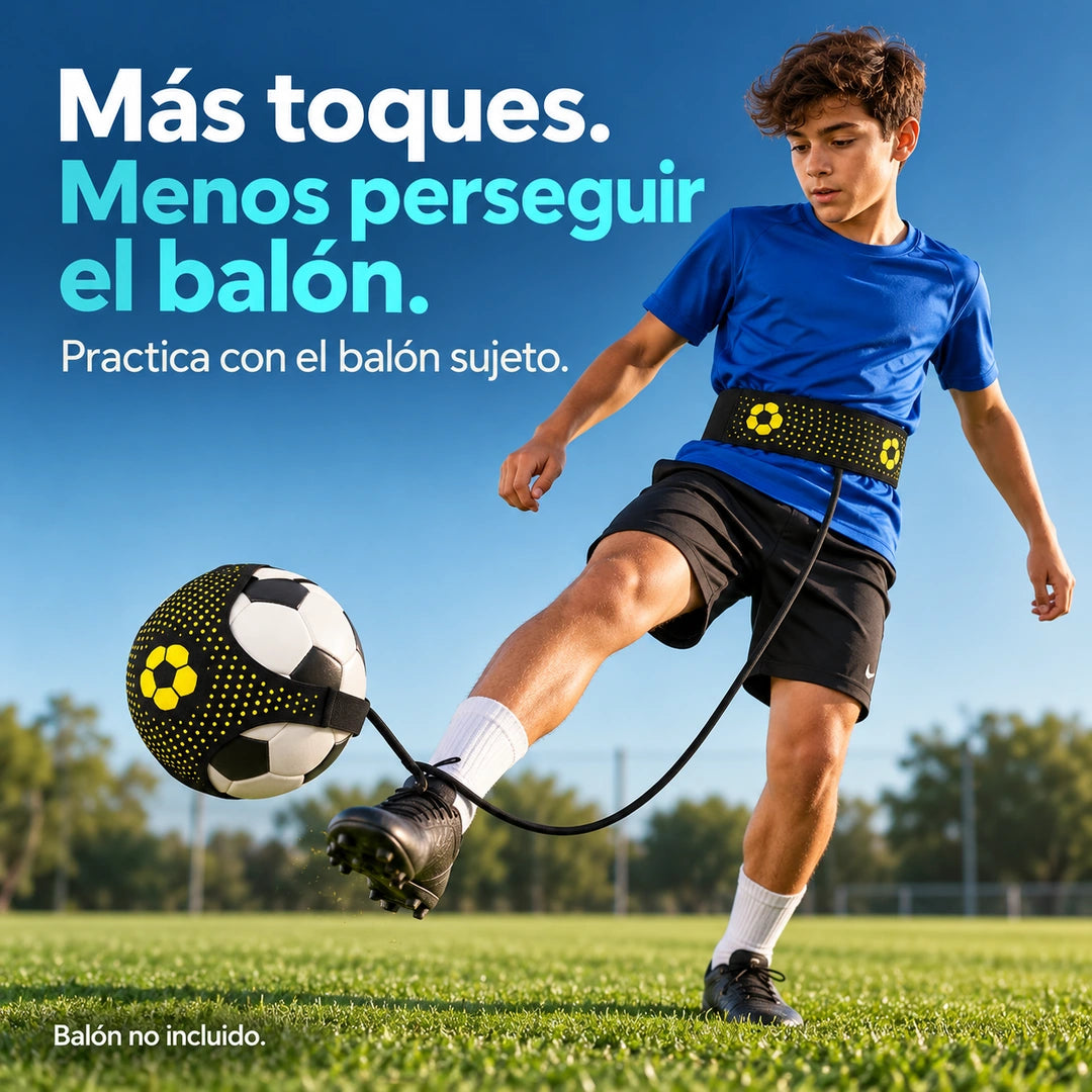 Ejemplo de práctica individual con balón conectado al cinturón elástico