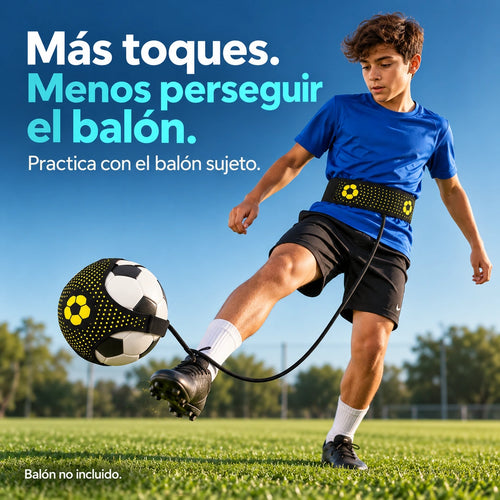 Ejemplo de práctica individual con balón conectado al cinturón elástico