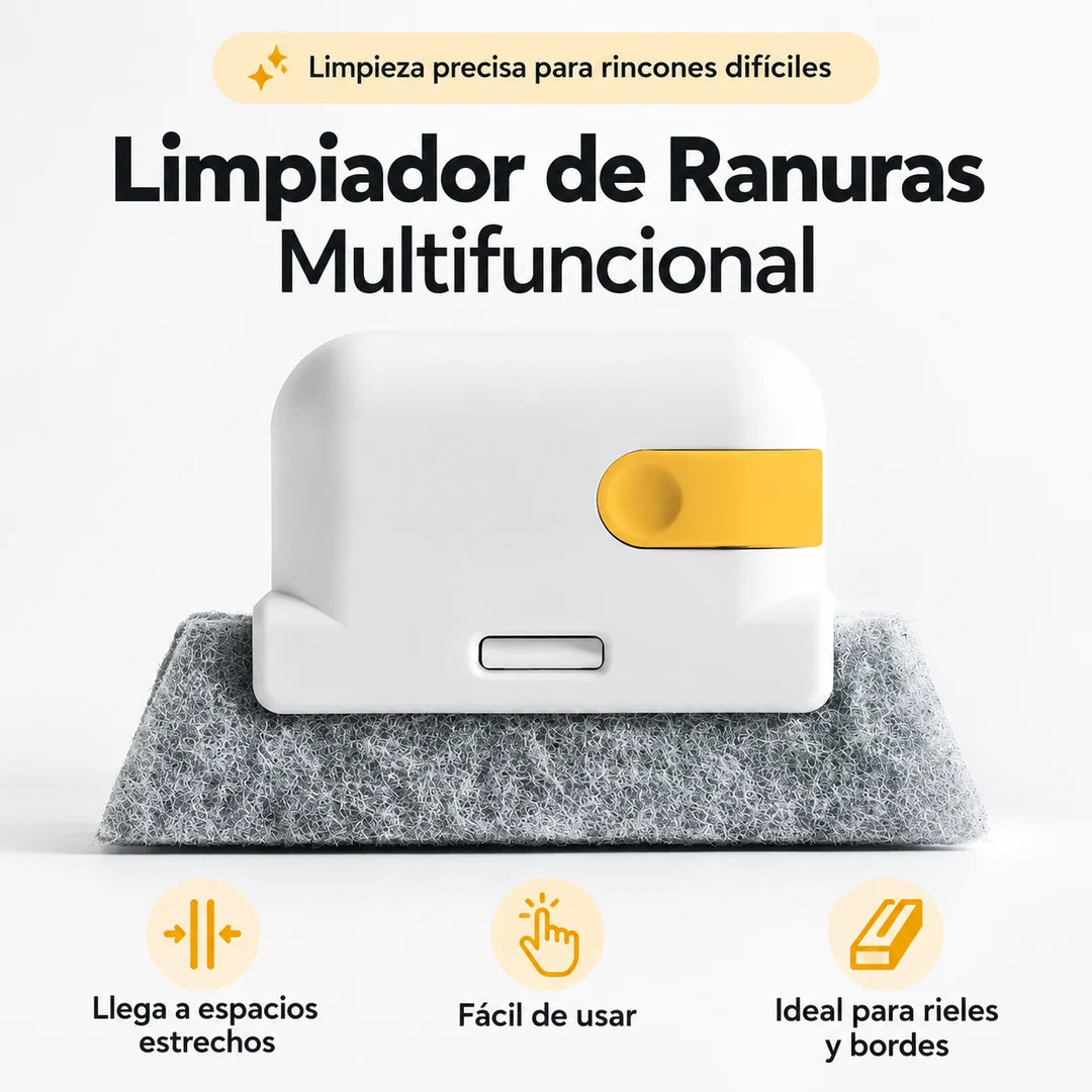 Limpiador de ranuras multifuncional blanco y amarillo con beneficios