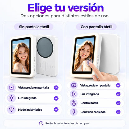 Versiones táctil y estándar del monitor para selfies